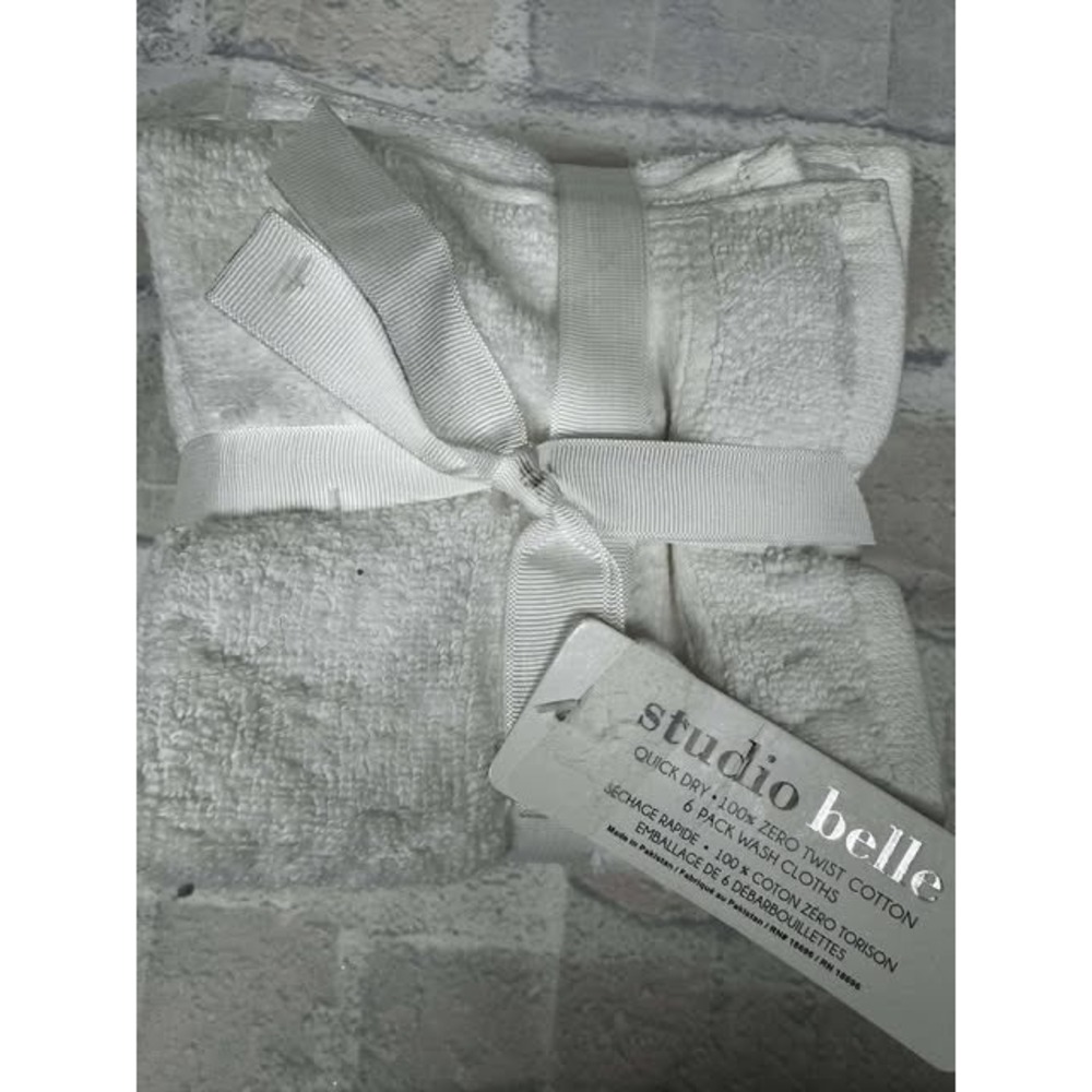 Studio Belle Quick Dry Zero Twist Cotton Wash Cloths 6 Pack White